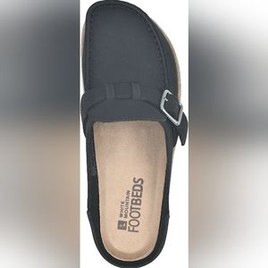 White Mountain Leather Bayhill Black Mule Clog EUC  (Birkenstock Buckley Dupe)